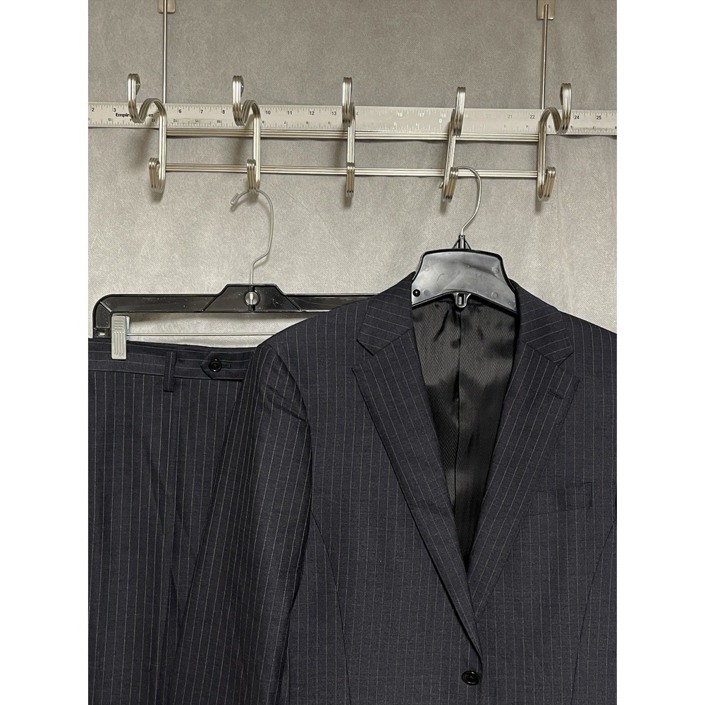 Aoyama Suit Men 36R 38R Blue Pink Striped Japan 2B Surgeon Cuff Wool 32X37 Luxe